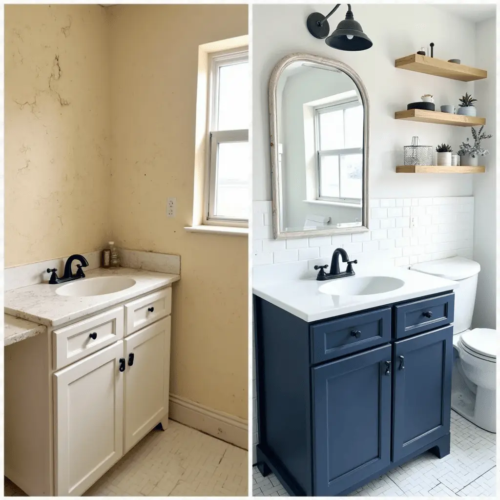 Budget bathroom makeover before and after, affordable bathroom tiles