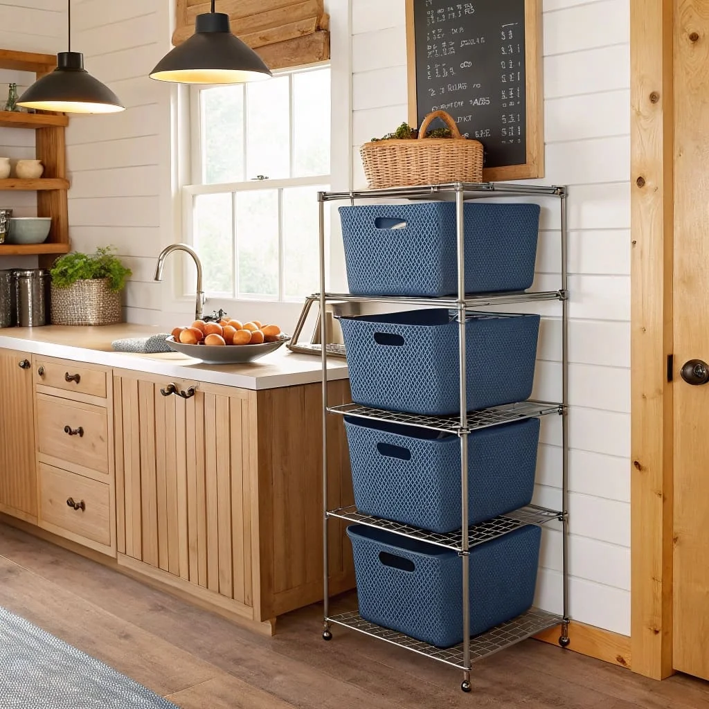 Mobility-friendly stackable bins for lightweight storage