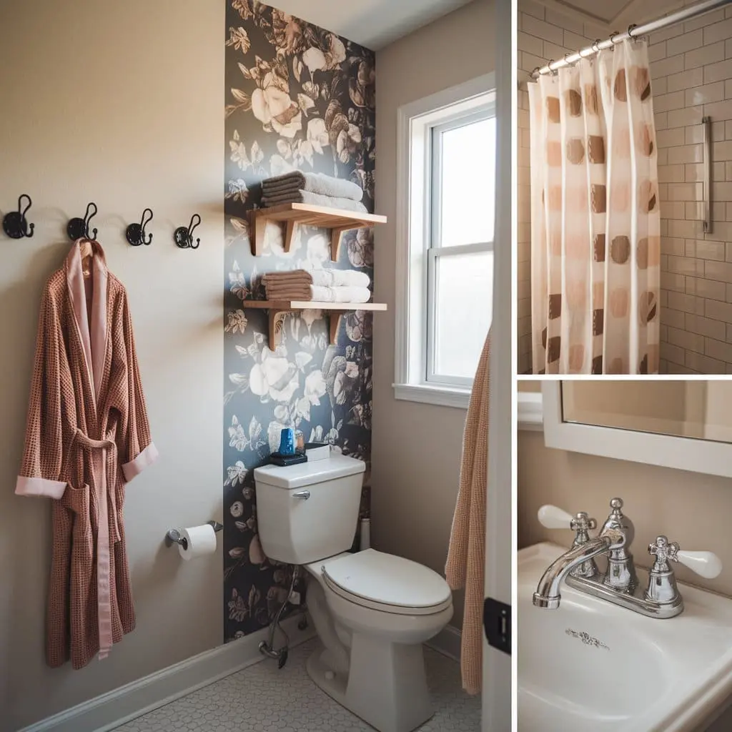 Renter-friendly bathroom upgrades, peel-and-stick wallpaper bathroom