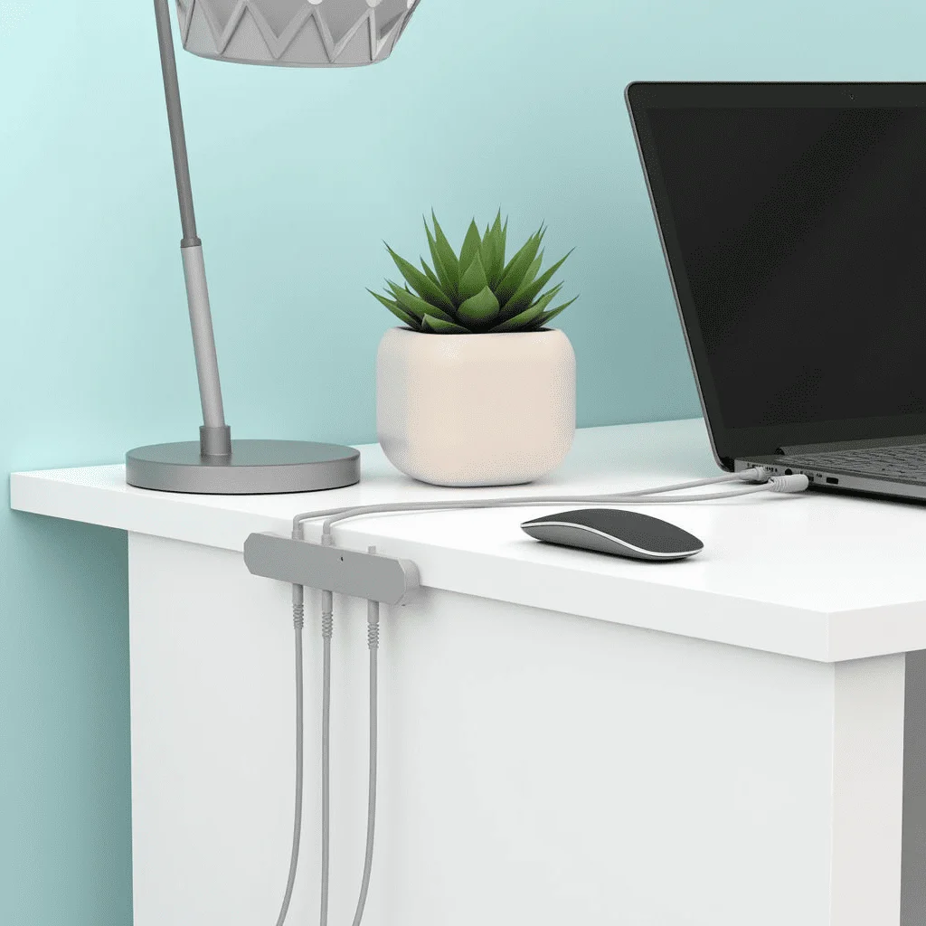 Cable management small space using adhesive clips and sleeves