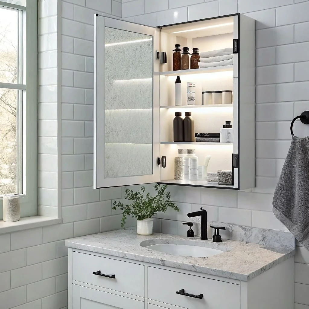 IKEA Lillången mirrored medicine cabinet with hidden storage