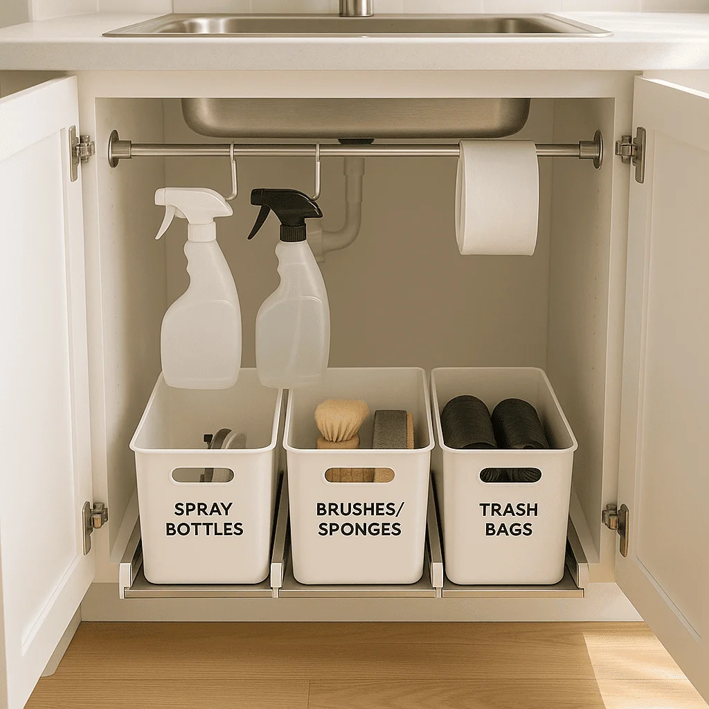 Under-Sink Pull-Out Caddies and Tension-Rod Dividers