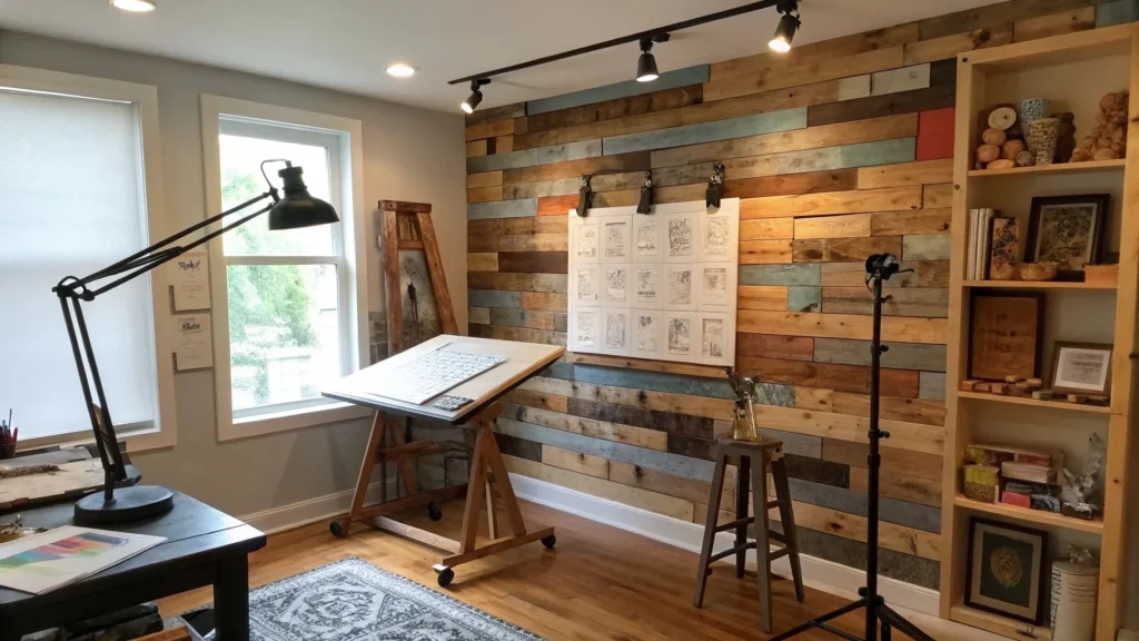 multi-colored wood wall