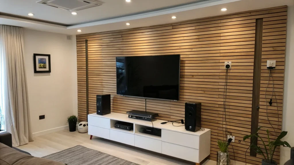 tech-integrated wood walls