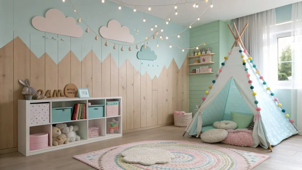 kids’ wood accent walls