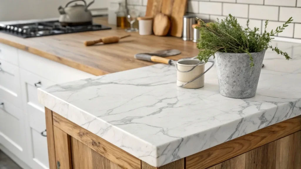 most affordable kitchen remodel with laminate and butcher block countertops