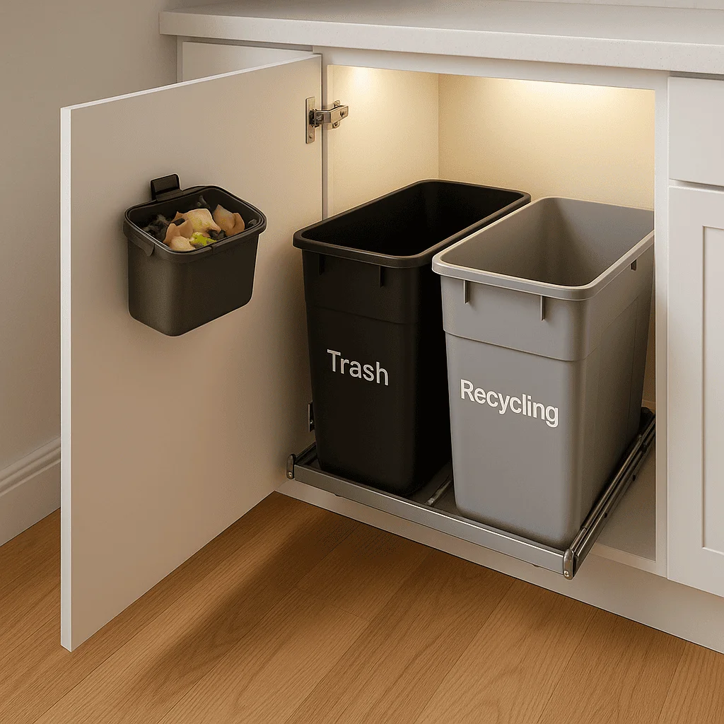 Integrated Trash, Recycling, and Compost Pull-Outs
