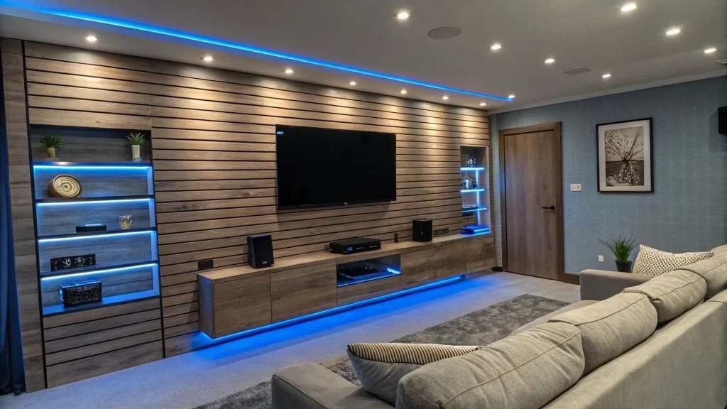 tech-integrated wood walls