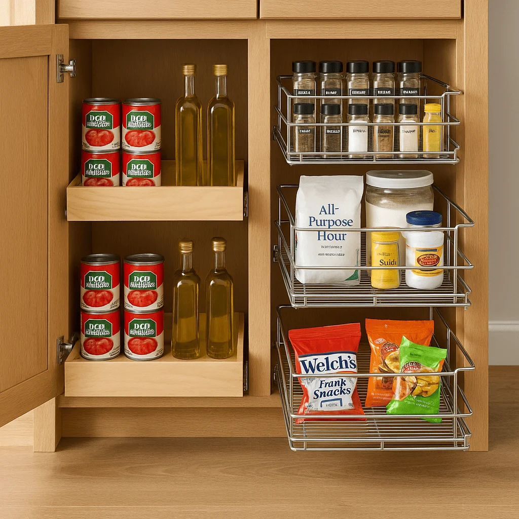 Pull-Out Pantry Shelves and Rev-a-Shelf Trays