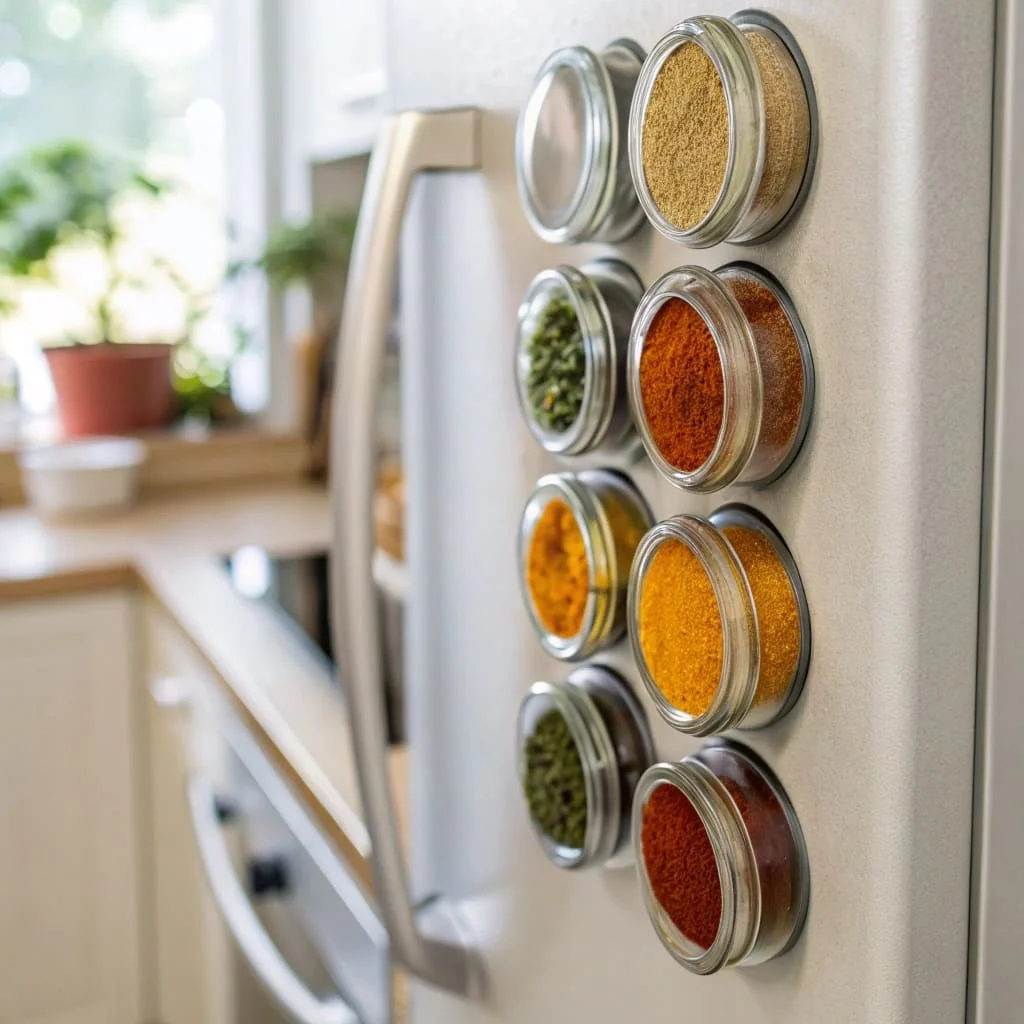 Magnetic Spice Jars on Fridge or Range Hood