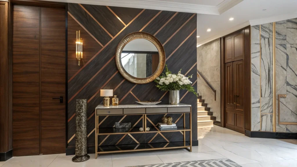 mixed-material accent walls