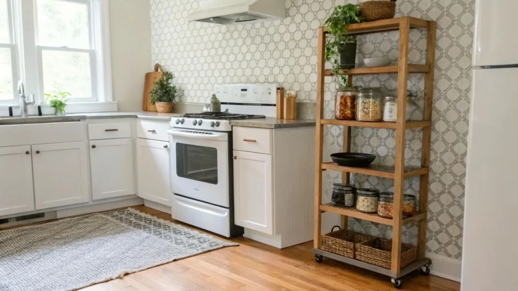 most affordable kitchen remodel for rental with removable backsplash