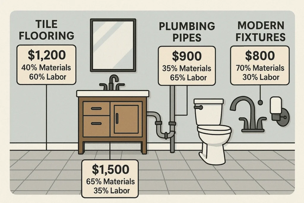 cost breakdown of bathroom remodel materials fixtures and labor